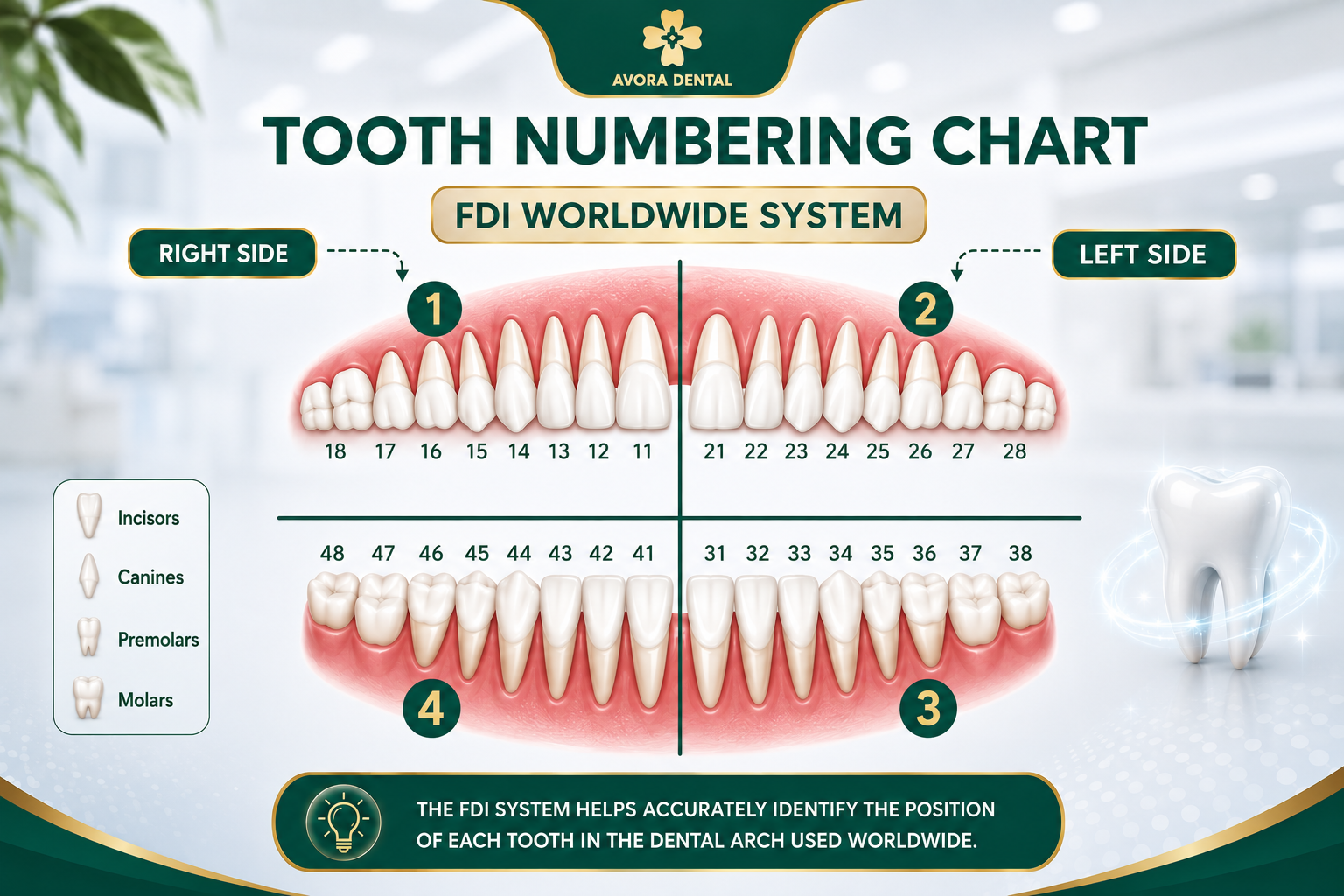 how to count teeth and identify tooth numbers