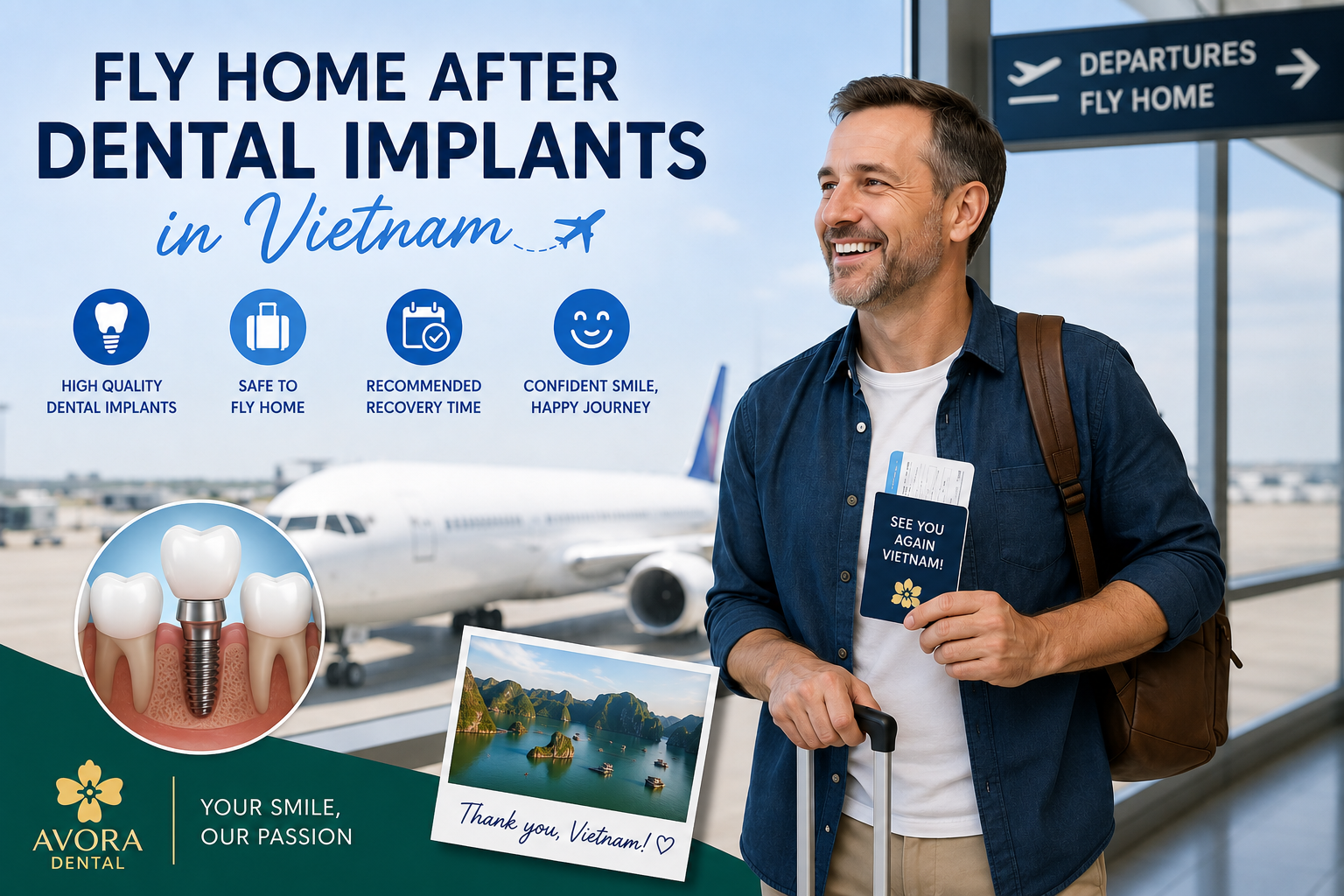 fly home after dental implants in Vietnam