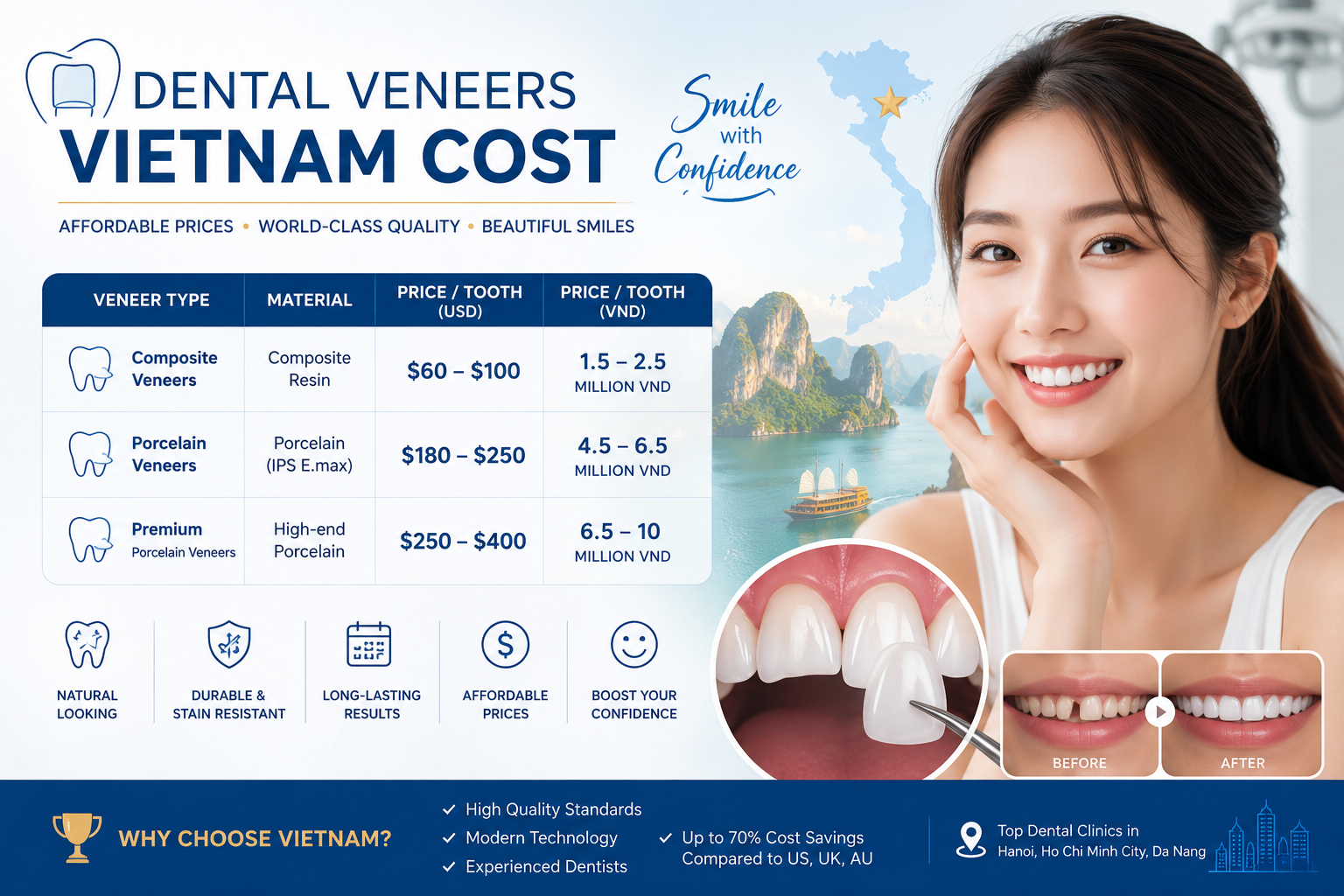 Dental veneers Vietnam cost