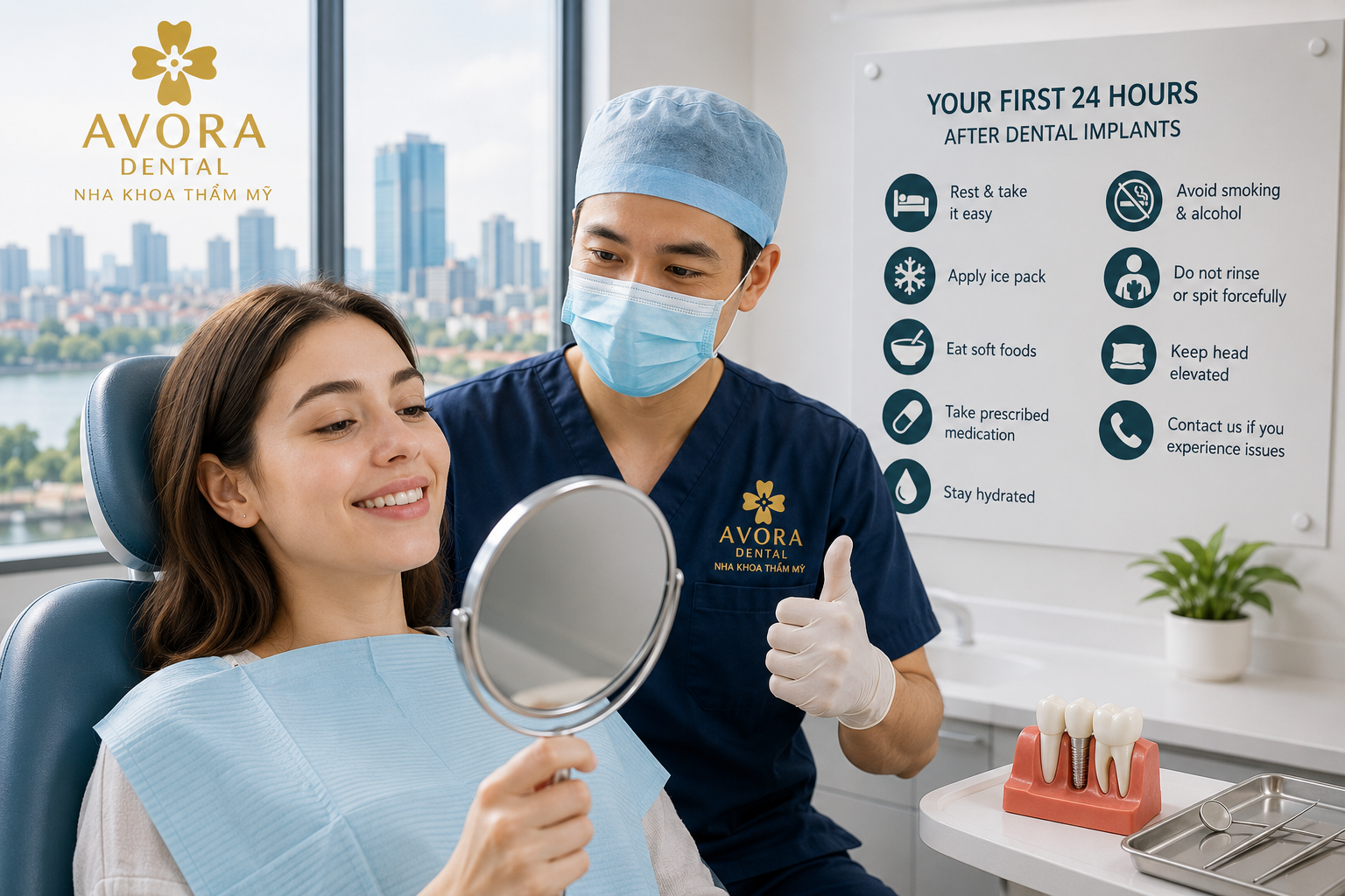 first 24 hours after dental implants
